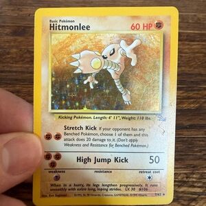 Pokemon Hitmonlee Holographic Card - Yellow Border